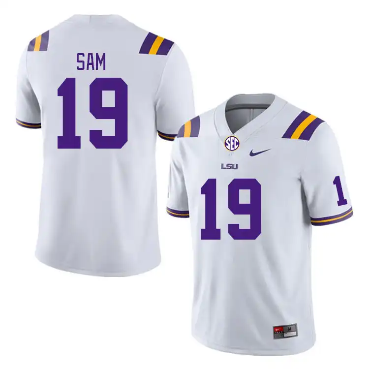 Men's LSU Tigers Andre Sam #19 White NCAA Football Jersey